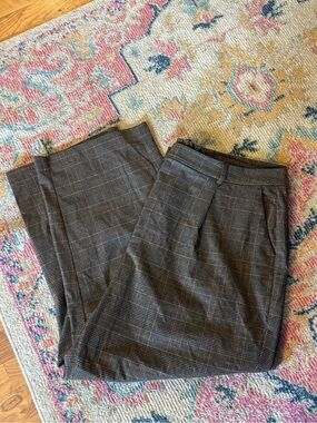 Old Navy Brown Plaid Taylor Wide Leg Trousers